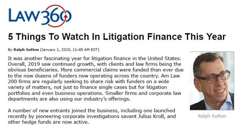 Law 360 Article Intro - 5 Things to watch in Litigation Finance